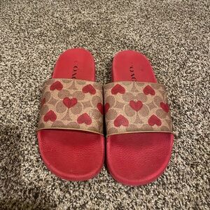Coach Red and Brown Heart Sandals